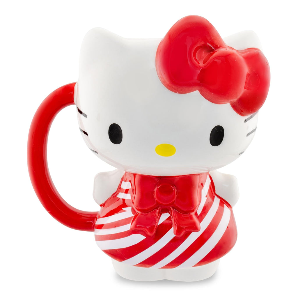Sanrio Hello Kitty Candy Cane Dress 3D Sculpted Ceramic Mug | Holds 20 Ounces