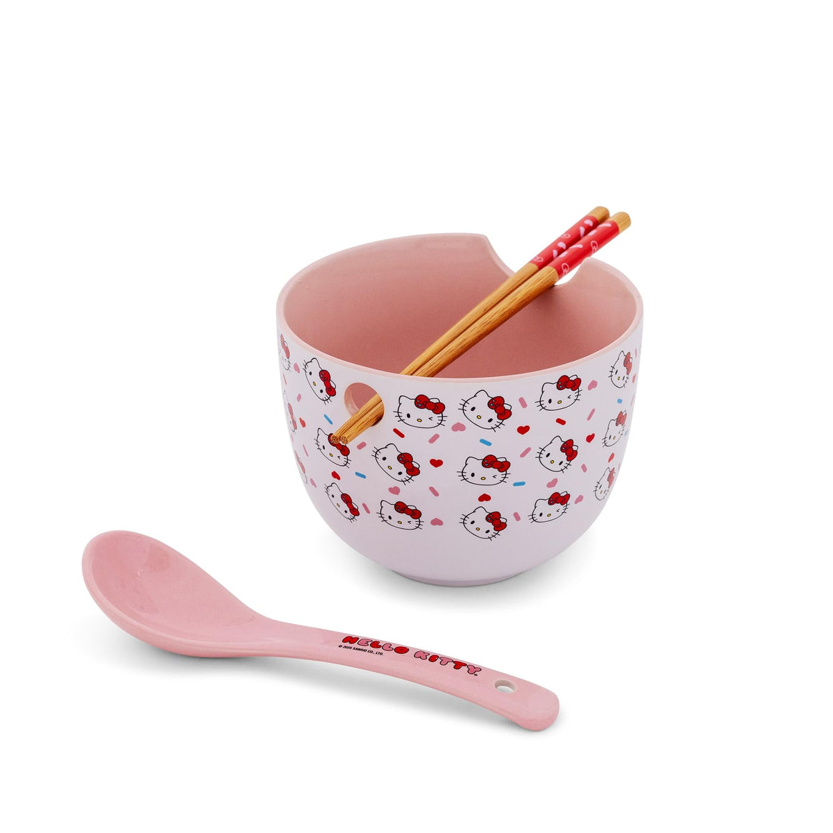 Sanrio Hello Kitty Sprinkles 20-Ounce Ramen Bowl, Chopsticks, and Spoon Set