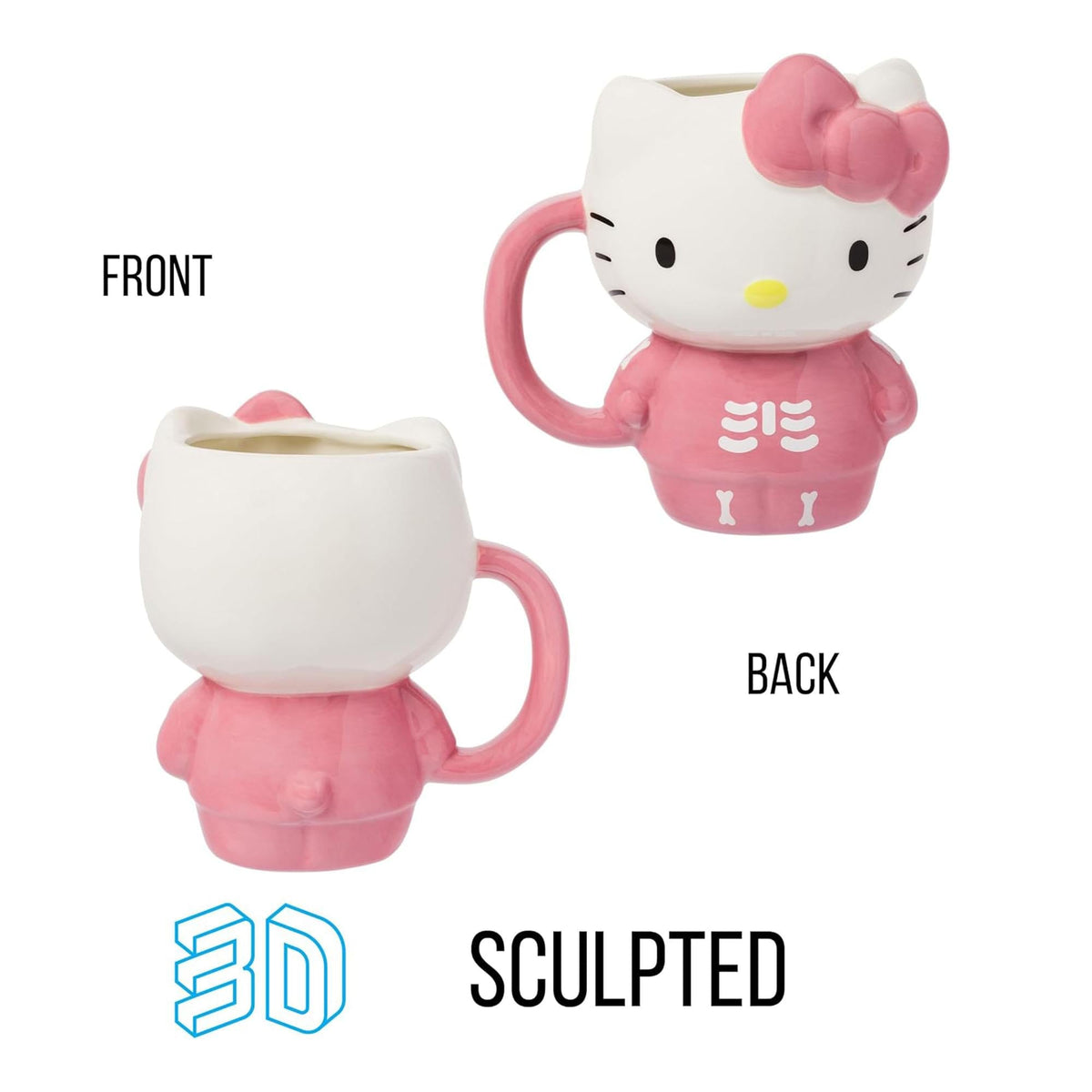 Sanrio Hello Kitty Pink Skeleton Costume 20 Ounce 3D Sculpted Ceramic Mug