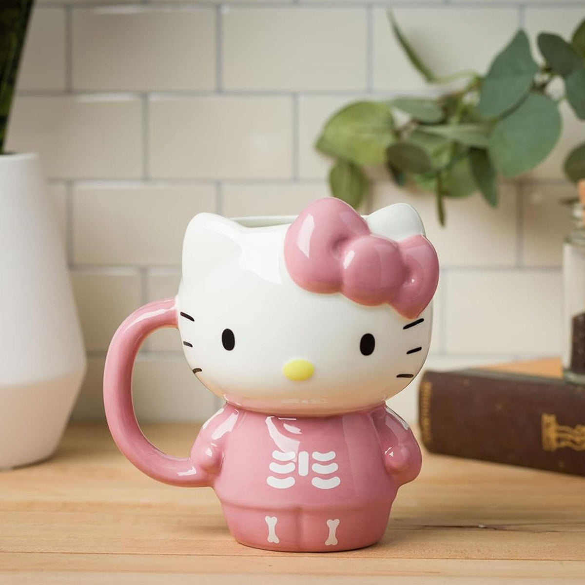 Sanrio Hello Kitty Pink Skeleton Costume 20 Ounce 3D Sculpted Ceramic Mug