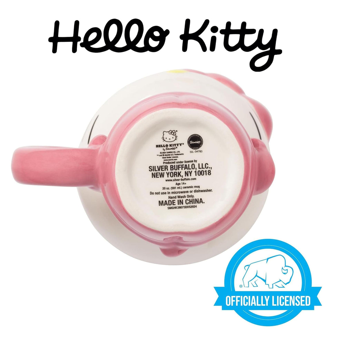 Sanrio Hello Kitty Pink Skeleton Costume 20 Ounce 3D Sculpted Ceramic Mug