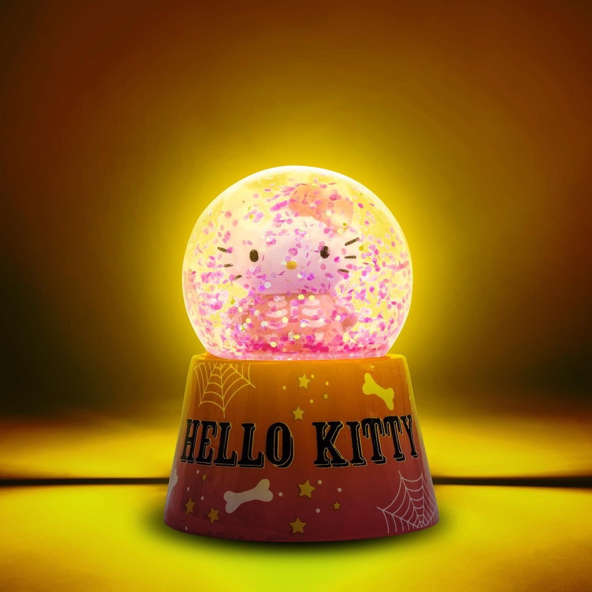 Sanrio Hello Kitty Pink Skeleton 3-Inch Mini Light-Up Snow Globe