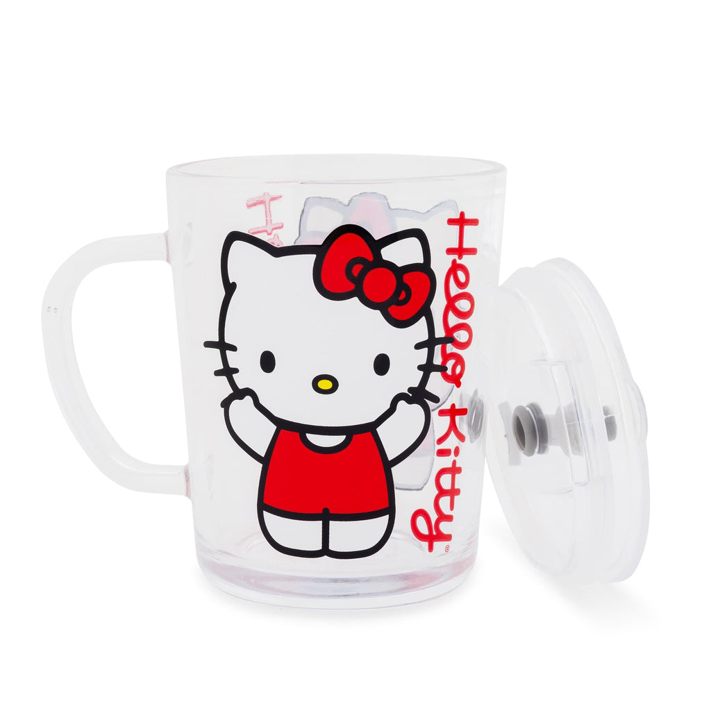 Sanrio Hello Kitty Red Outfit Glass Mug With Lid | Holds 14 Ounces