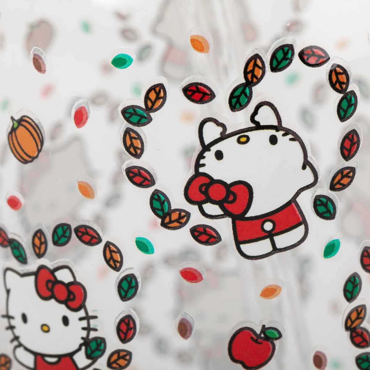 Sanrio Hello Kitty Fall Leaves 16-Ounce Glass Tumbler With Bamboo Lid and Straw
