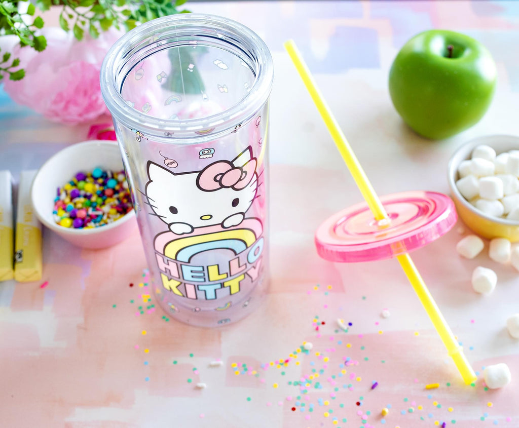 Sanrio Hello Kitty Pastel Rainbow Carnival Cup With Lid | Holds 20 Ounces