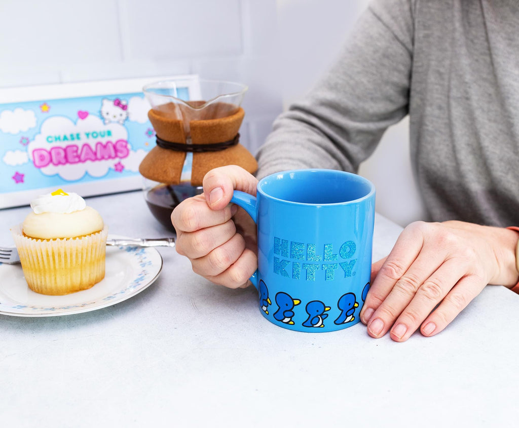 Sanrio Hello Kitty Blue Sparkles Ceramic Mug | Holds 14 Ounces