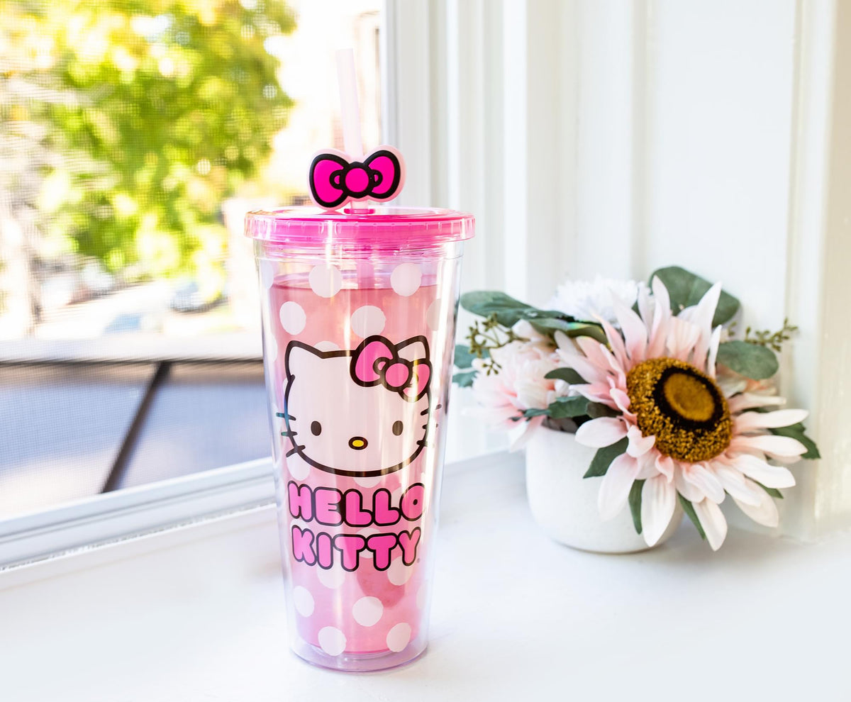 Sanrio Hello Kitty Face Carnival Cup With Lid and Topper Straw | Holds 24 Ounces