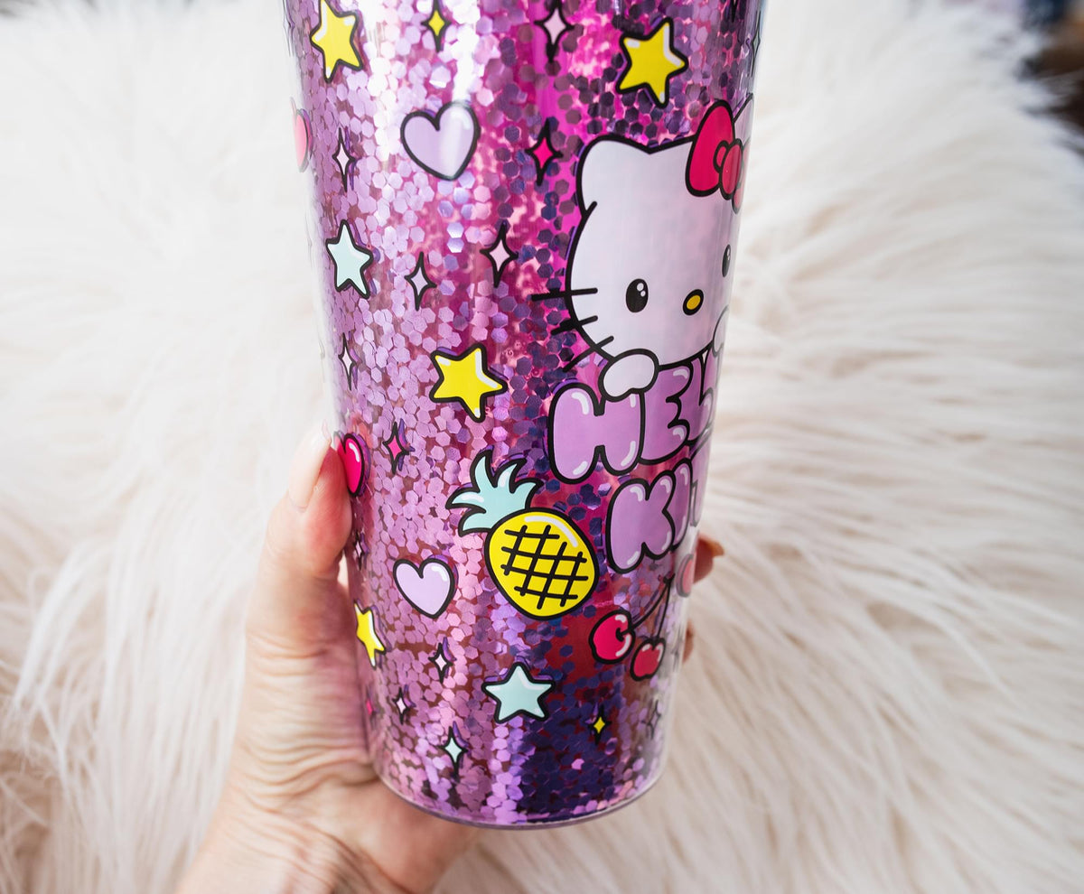 Sanrio Hello Kitty Rainbow Confetti Carnival Cup With Lid and Straw | 32 Ounces