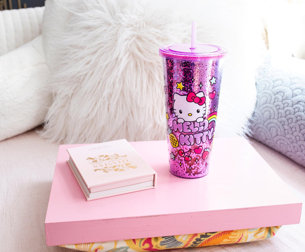 Sanrio Hello Kitty Rainbow Confetti Carnival Cup With Lid and Straw | 32 Ounces