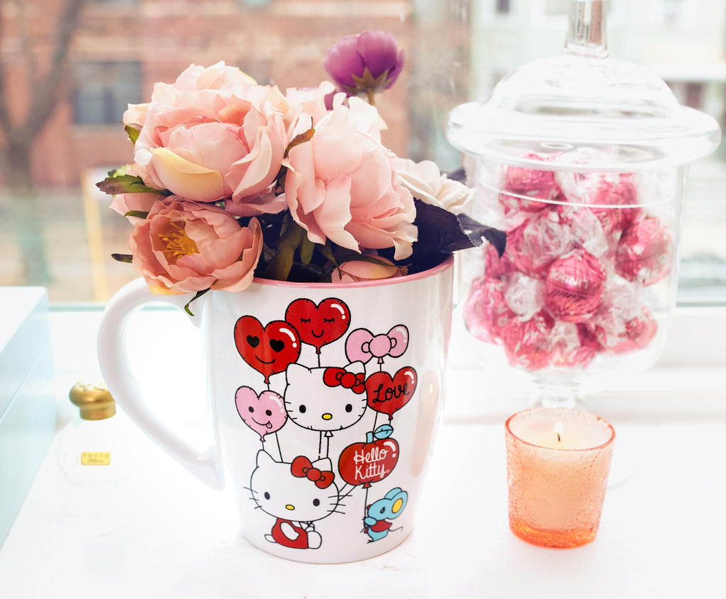 Sanrio Hello Kitty Heart Balloons Ceramic Latte Mug | Holds 25 Ounces