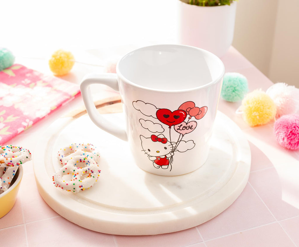 Sanrio Hello Kitty Love Balloon Wide Rim Ceramic Latte Mug | Holds 17 Ounces