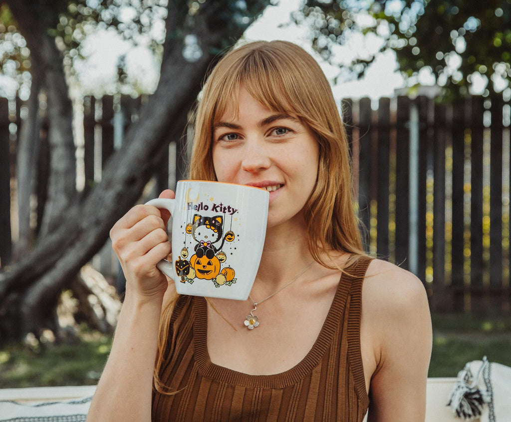 Sanrio Hello Kitty Pumpkin Patch Jumbo Curved Ceramic Latte Mug | Hold 25 Ounces