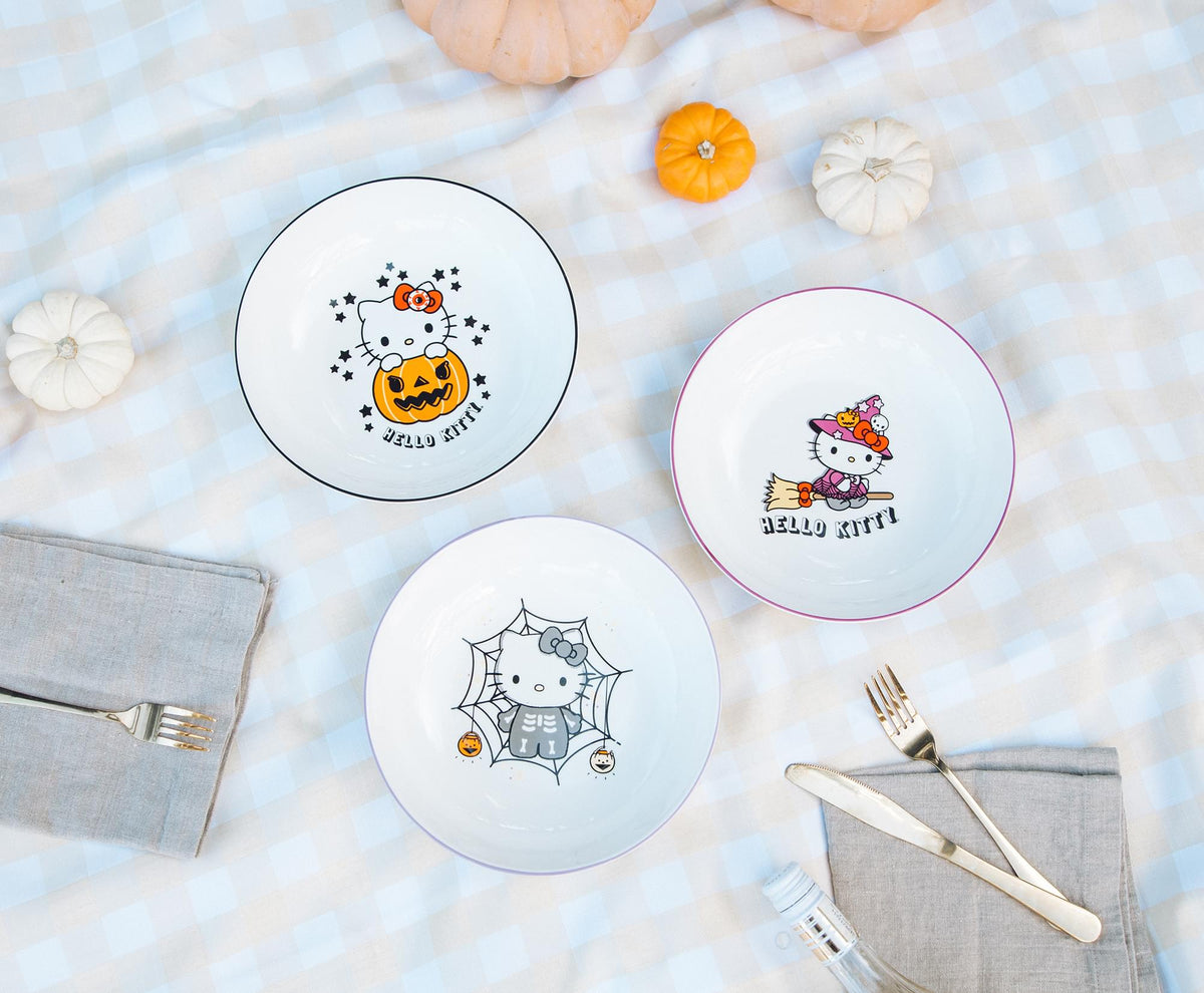 Sanrio Hello Kitty Skeleton Web 9-Inch Ceramic Coupe Dinner Bowl