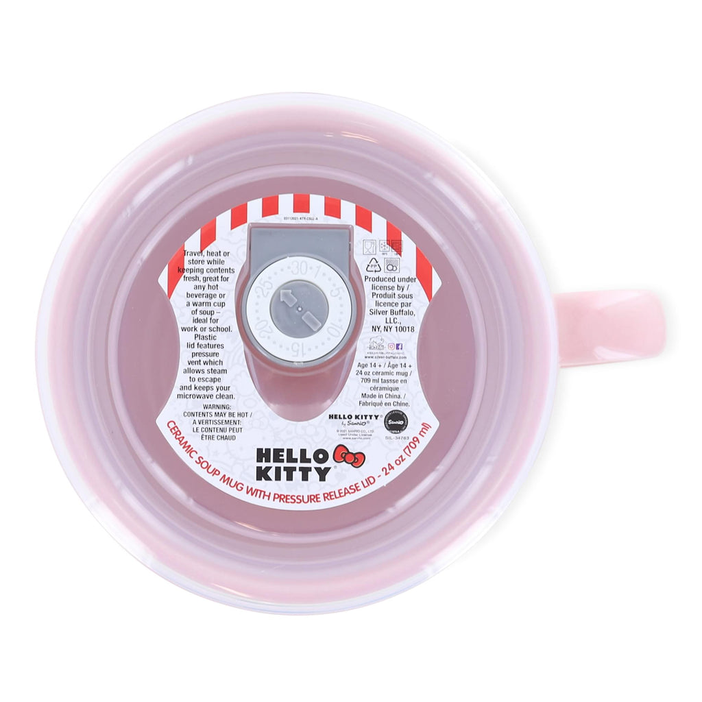 Hello Kitty Strawberries 25oz Ceramic Soup Mug with Vented Lid