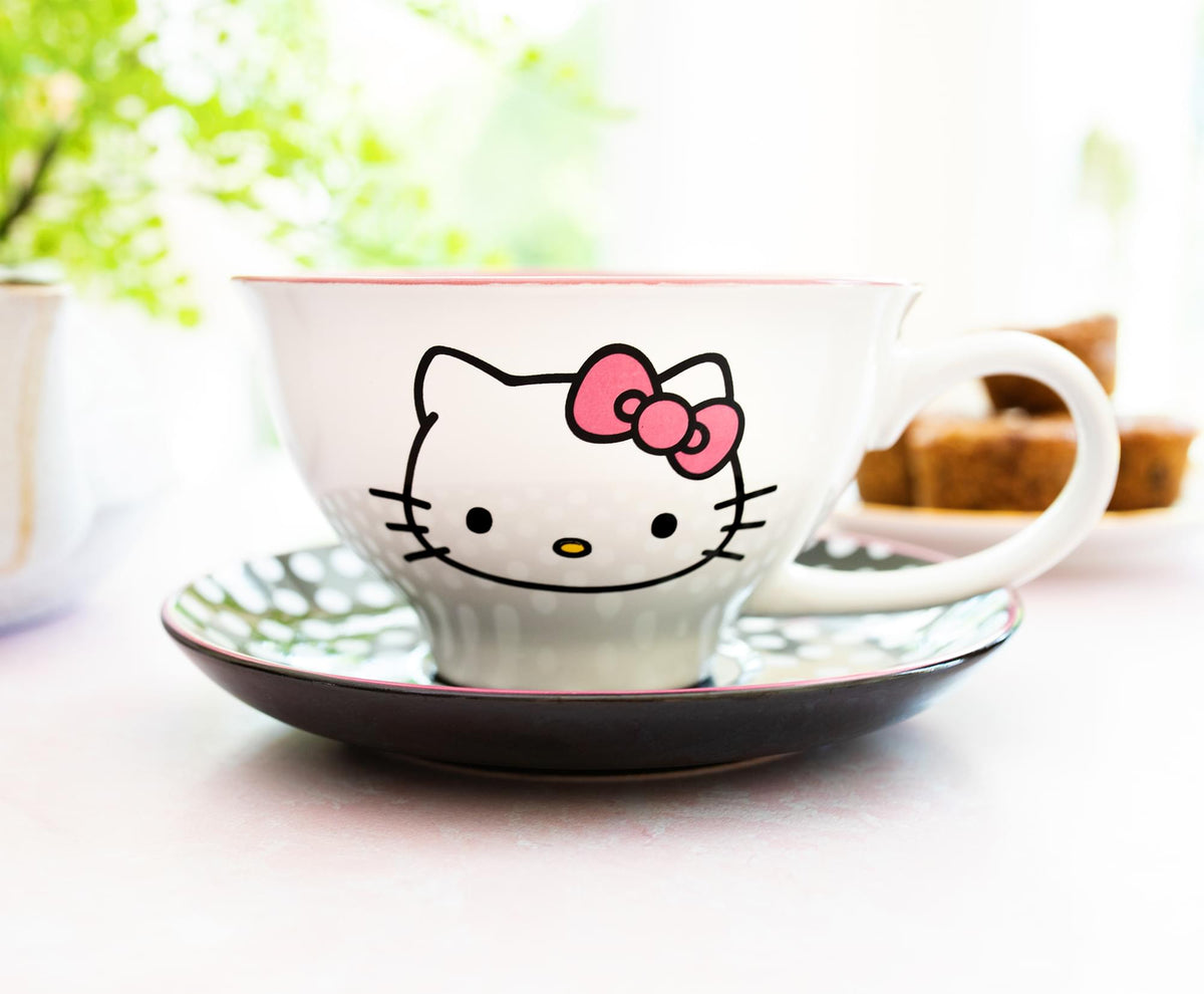 Sanrio Hello Kitty Ceramic Teacup and Saucer Set