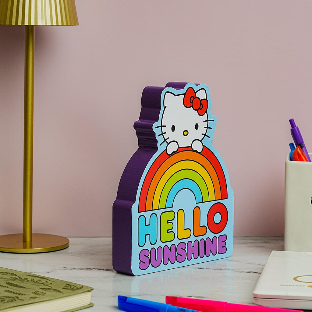 Sanrio Hello Kitty Rainbow Die-Cut Wooden Wall Art Sign | 8 x 7 Inches