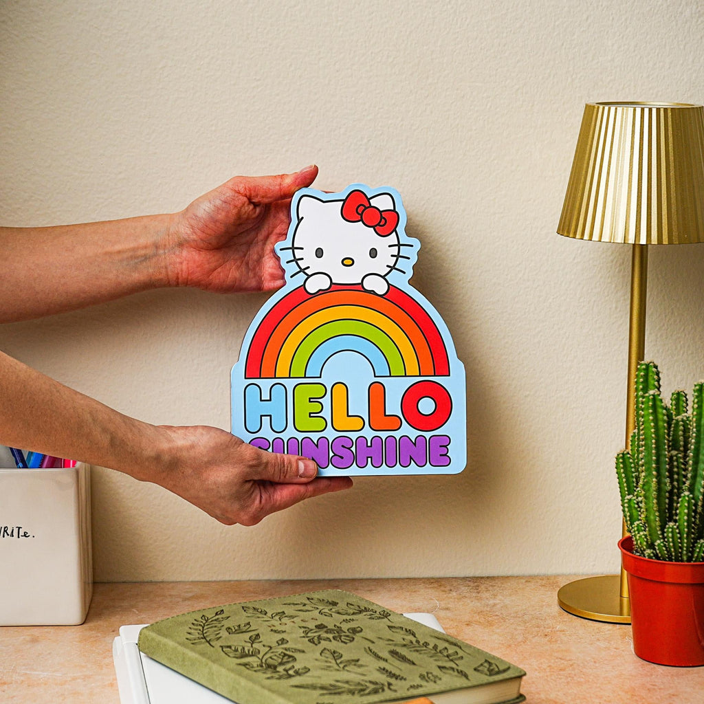 Sanrio Hello Kitty Rainbow Die-Cut Wooden Wall Art Sign | 8 x 7 Inches