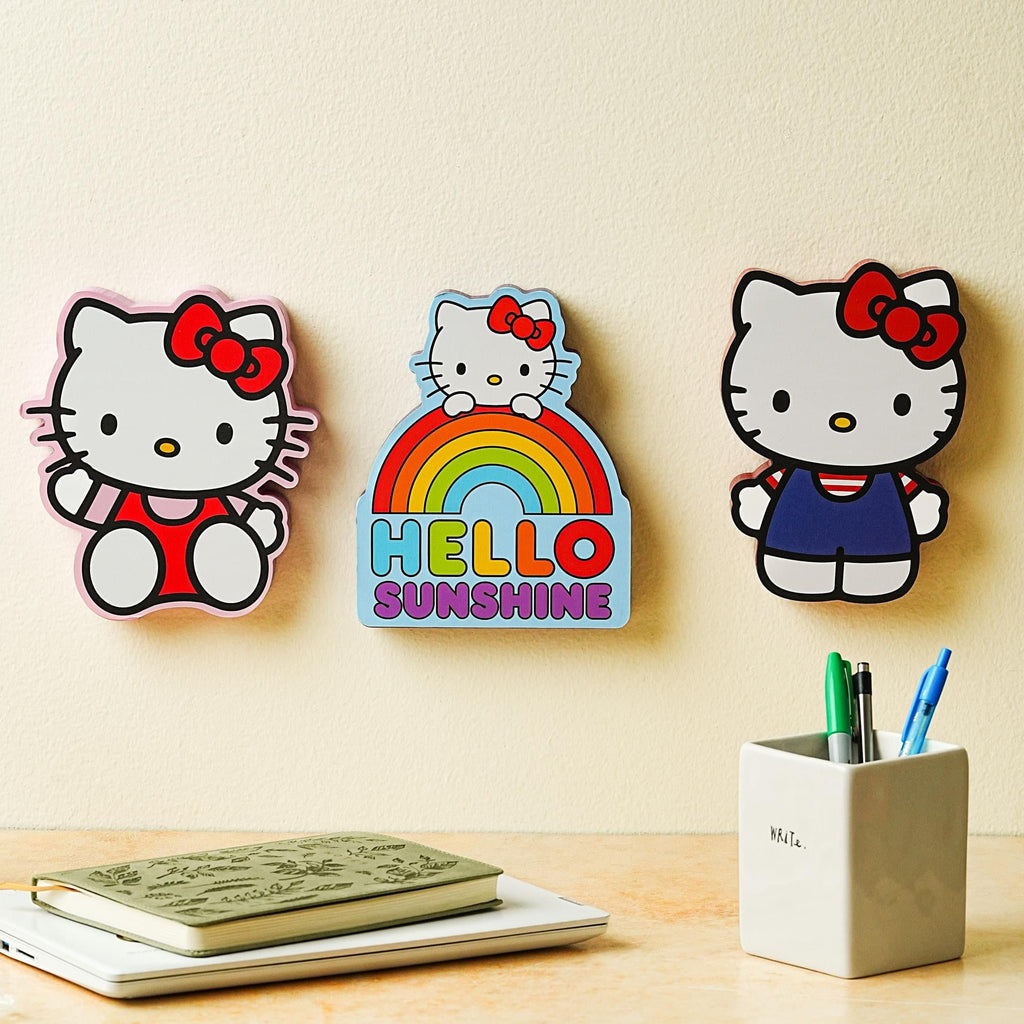 Sanrio Hello Kitty Rainbow Die-Cut Wooden Wall Art Sign | 8 x 7 Inches