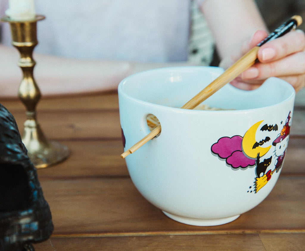 Sanrio Hello Kitty Witch 20-Ounce Ceramic Ramen Bowl and Chopstick Set