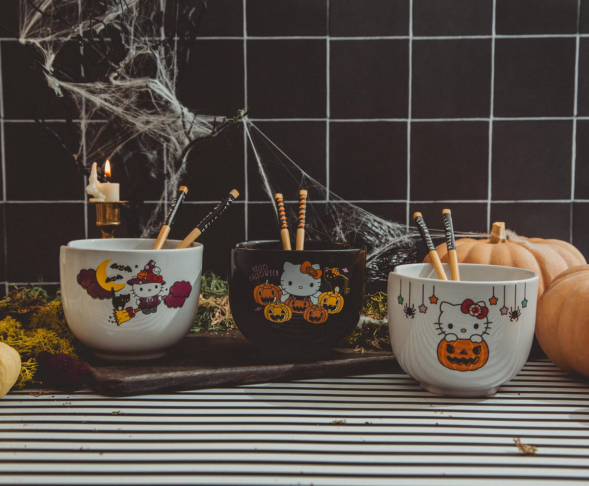 Sanrio Hello Kitty Witch 20-Ounce Ceramic Ramen Bowl and Chopstick Set