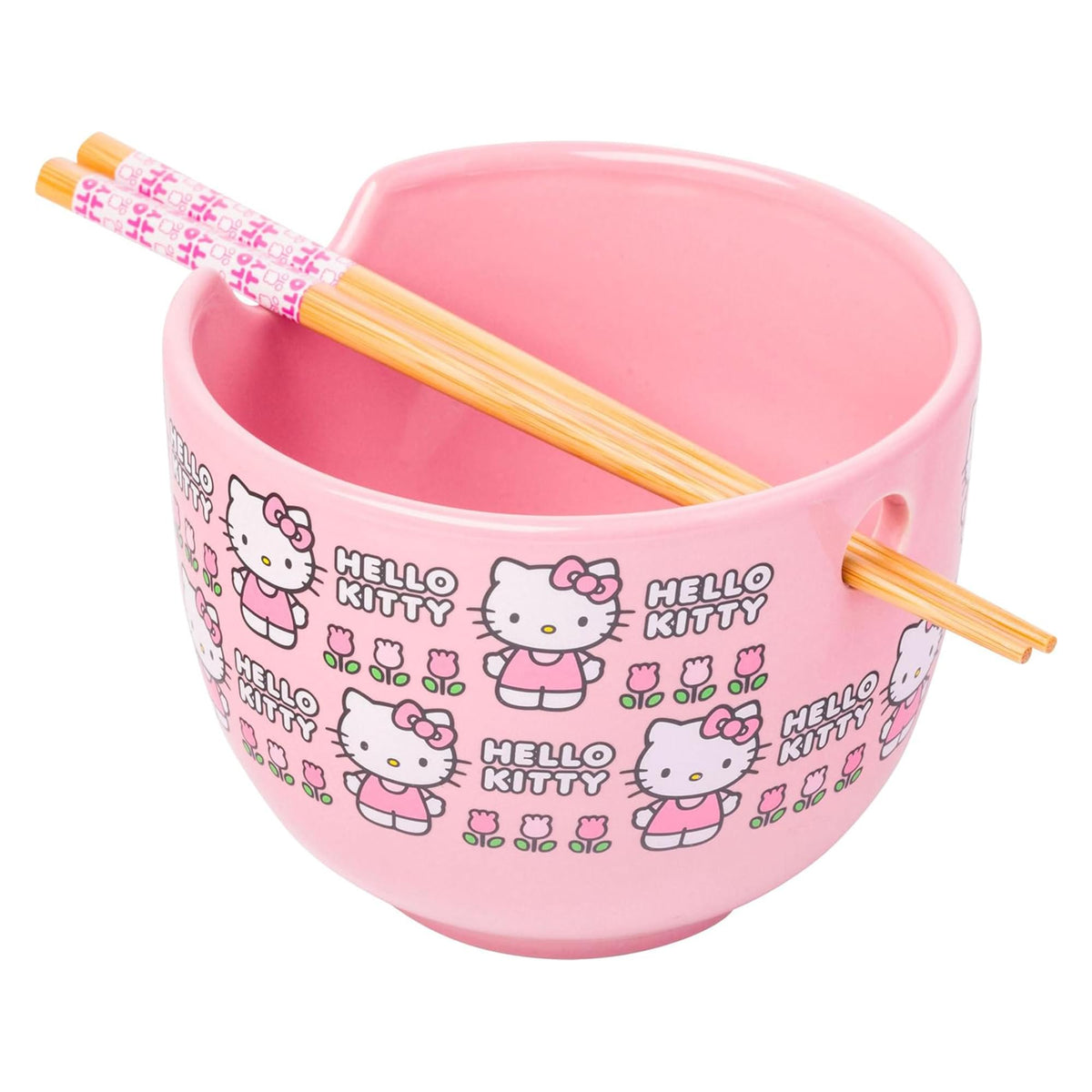Sanrio Hello Kitty Face 20 Ounce Ceramic Ramen Bowl with Chopsticks