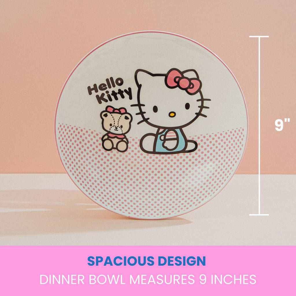 Sanrio Hello Kitty Pink Dots 9-Inch Ceramic Coupe Dinner Bowl