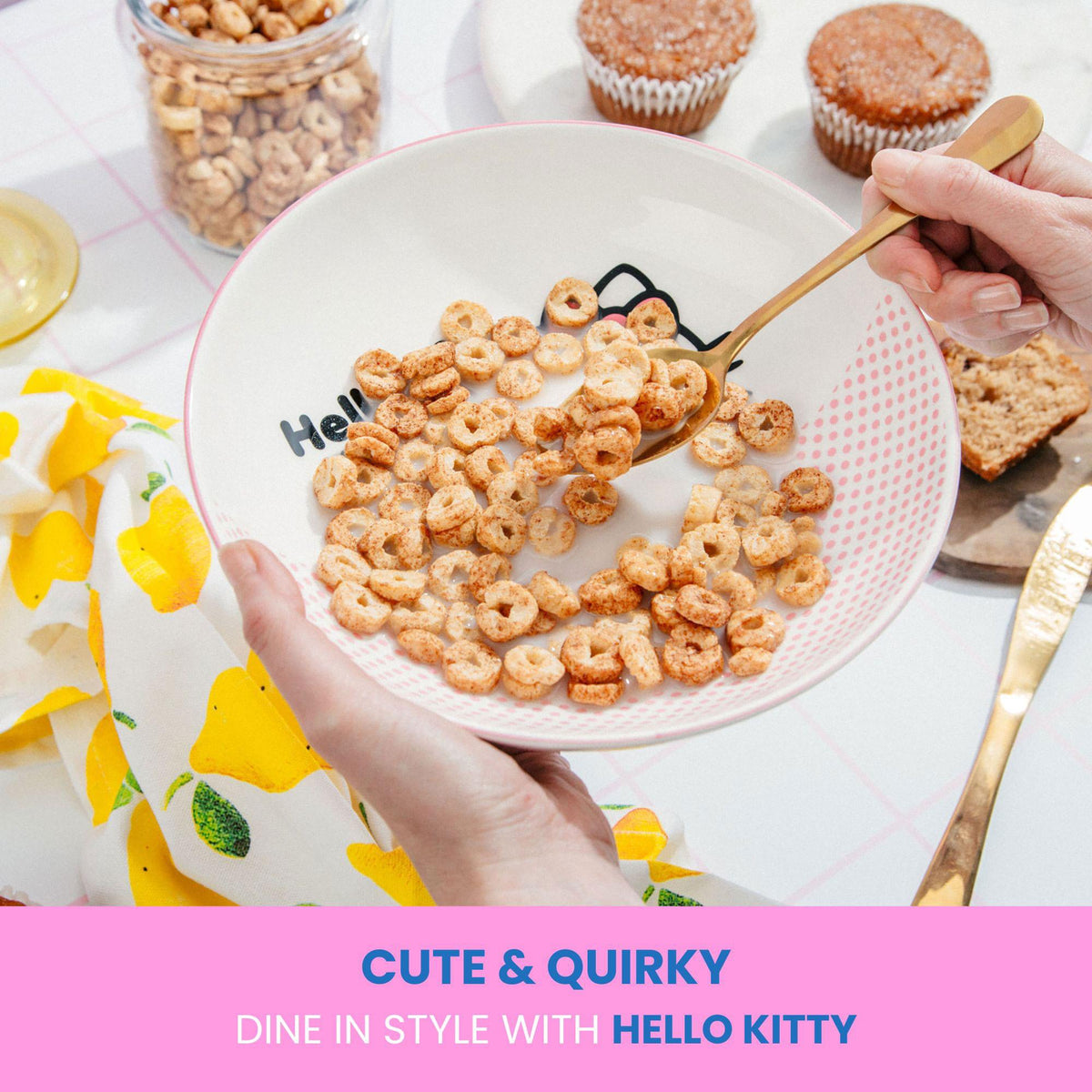Sanrio Hello Kitty Pink Dots 9-Inch Ceramic Coupe Dinner Bowl