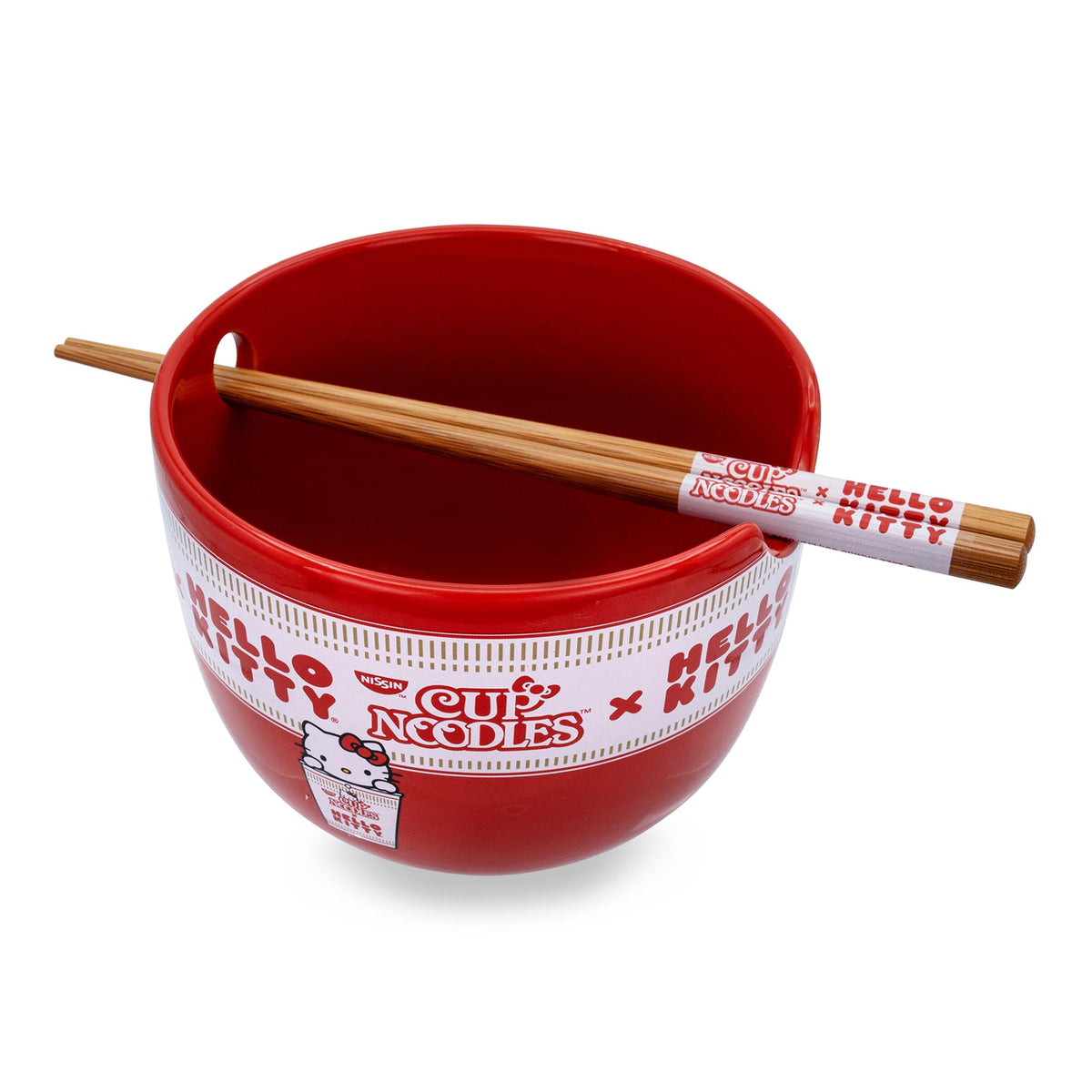 Sanrio Hello Kitty x Nissin Cup Noodles Red Ceramic Ramen Bowl and Chopstick Set