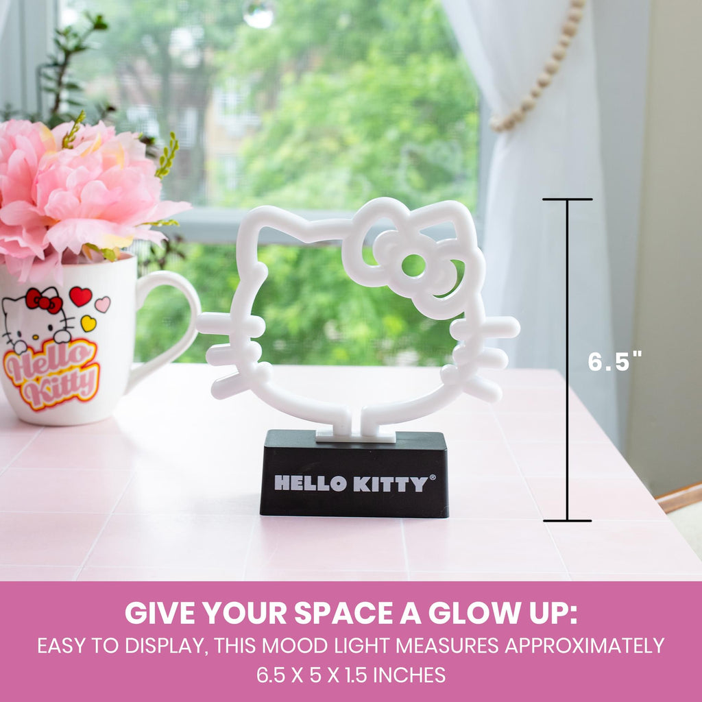 Hello Kitty Face and Bow 6.5 -Inch LED Neon Mood Light