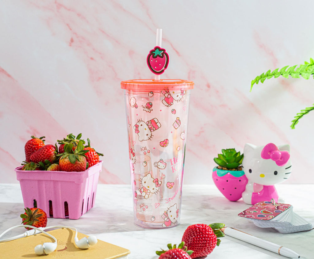 Sanrio Hello Kitty Strawberry Sweets Carnival Cup With Lid | Holds 24 Ounces