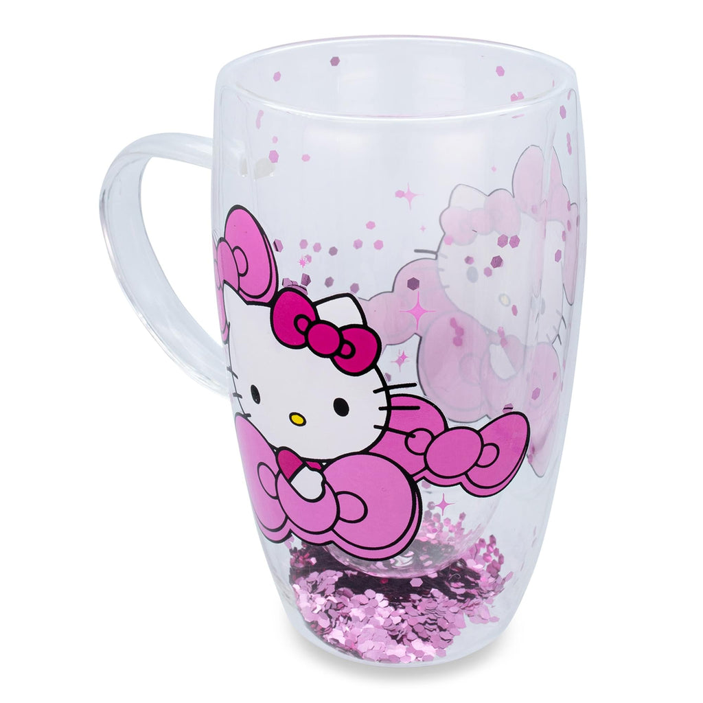 Sanrio Hello Kitty Bows and Stars Confetti Glass Mug | Holds 15 Ounces