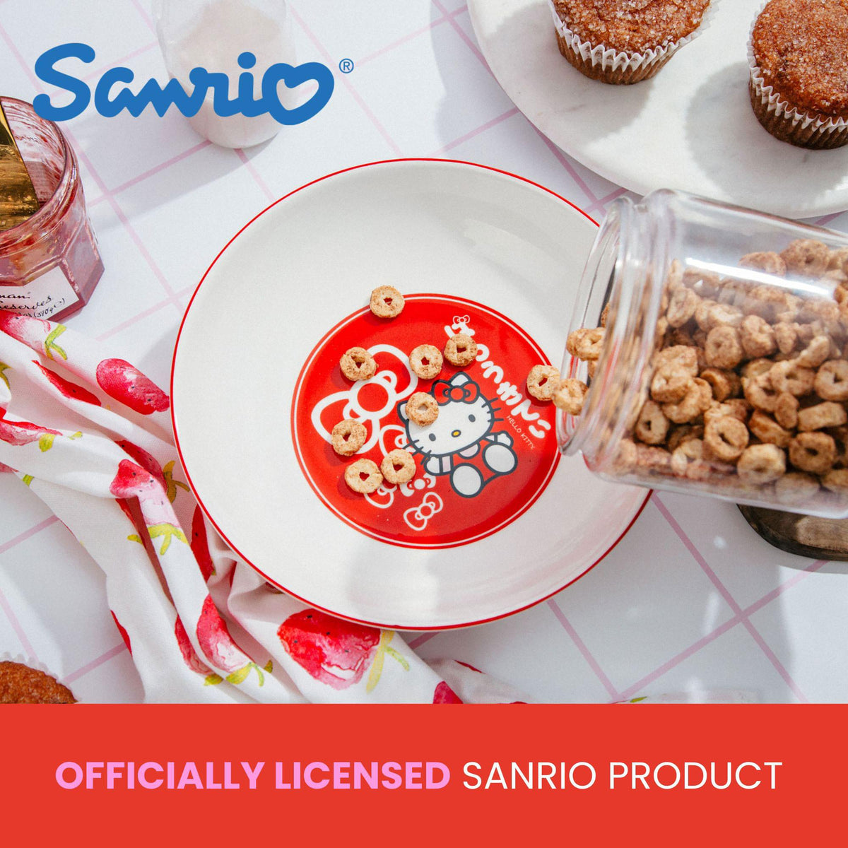 Sanrio Hello Kitty Red Bows 9-Inch Ceramic Coupe Dinner Bowl