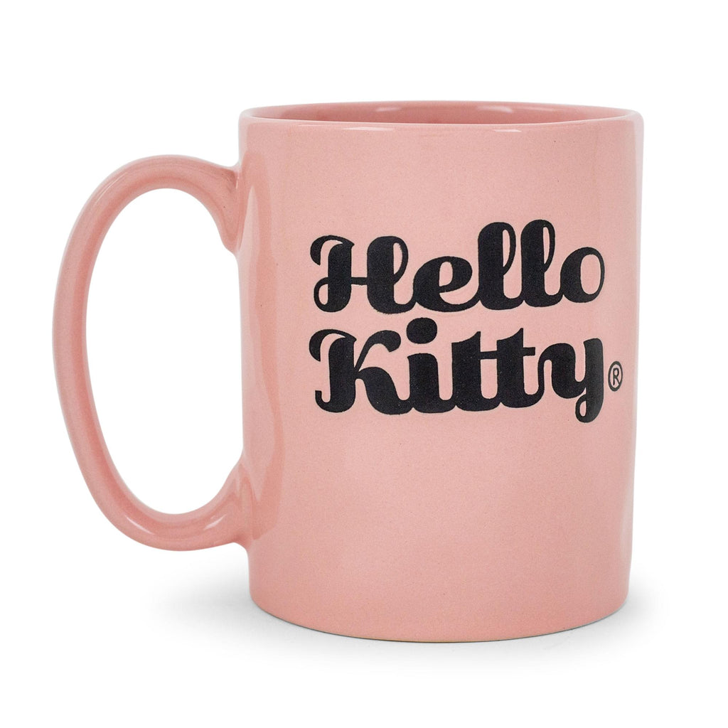 Sanrio Hello Kitty Flower Badge Wax Resist Ceramic Pottery Mug | Holds 18 Ounces