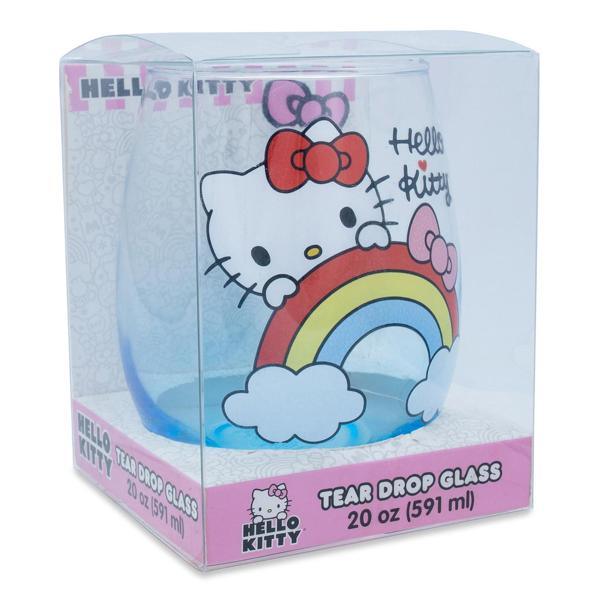Sanrio Hello Kitty Rainbow Peek Stemless Wine Glass | Holds 20 Ounces