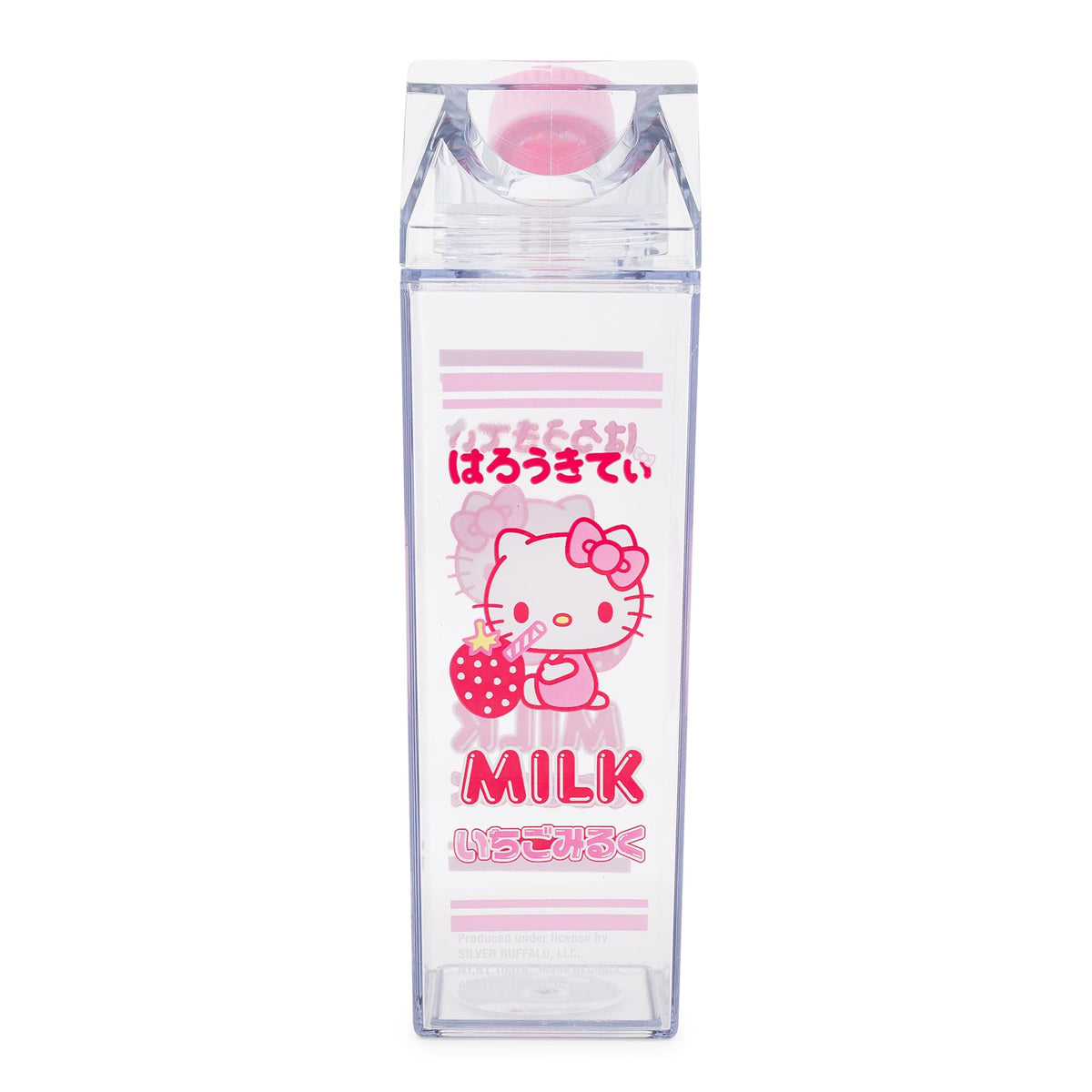 Sanrio Hello Kitty Strawberry Plastic Milk Carton Bottle | Holds 16 Ounces