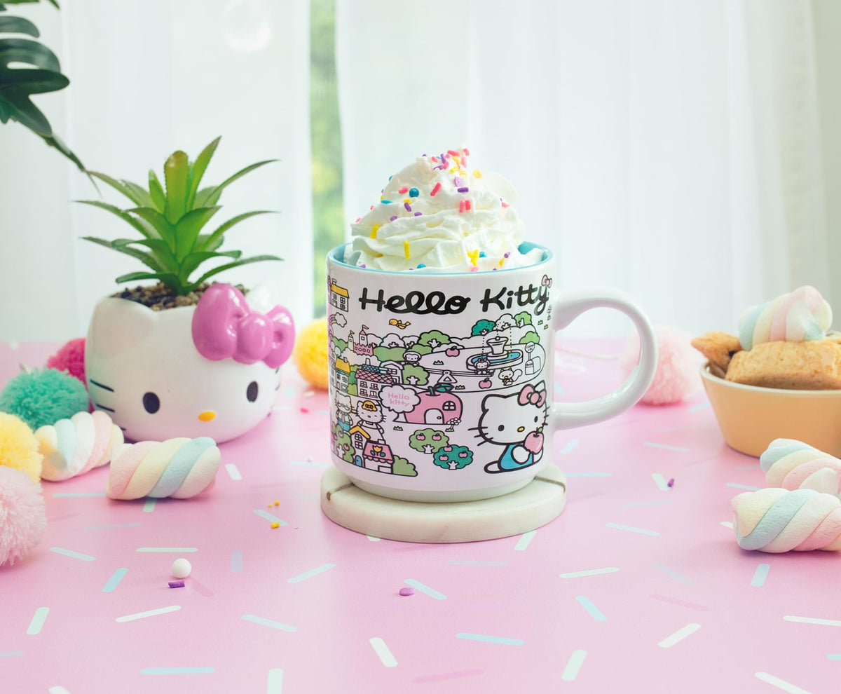 Sanrio Hello Kitty Pink Map Ceramic Mug | Holds 13 Ounces