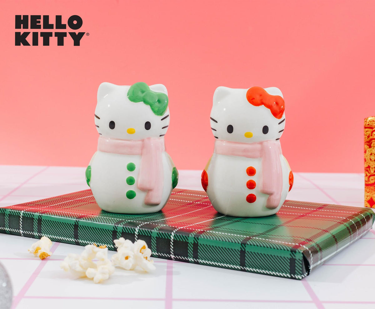 Sanrio Hello Kitty Snowman Ceramic Salt and Pepper Shaker Set