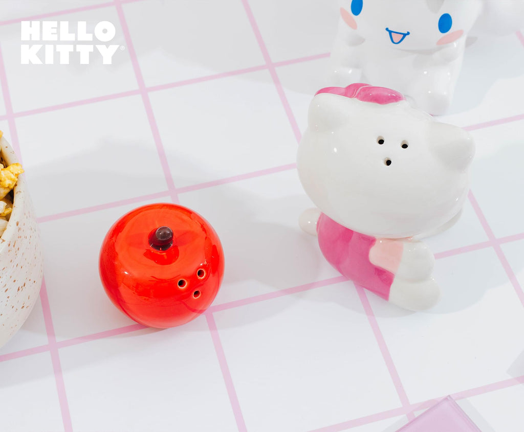 Sanrio Hello Kitty and Apple Ceramic Salt and Pepper Shaker Set