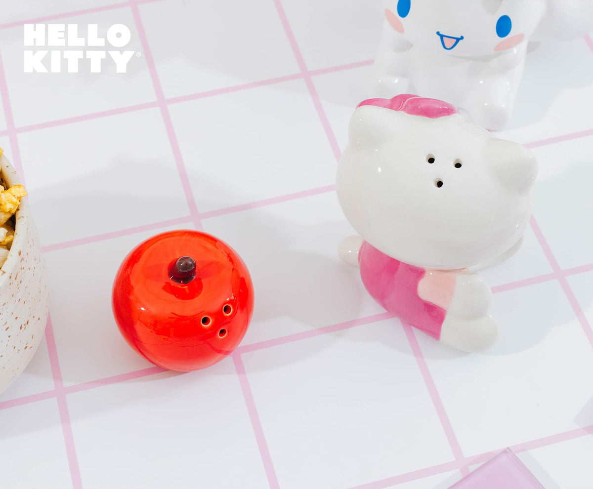 Sanrio Hello Kitty and Apple Ceramic Salt and Pepper Shaker Set