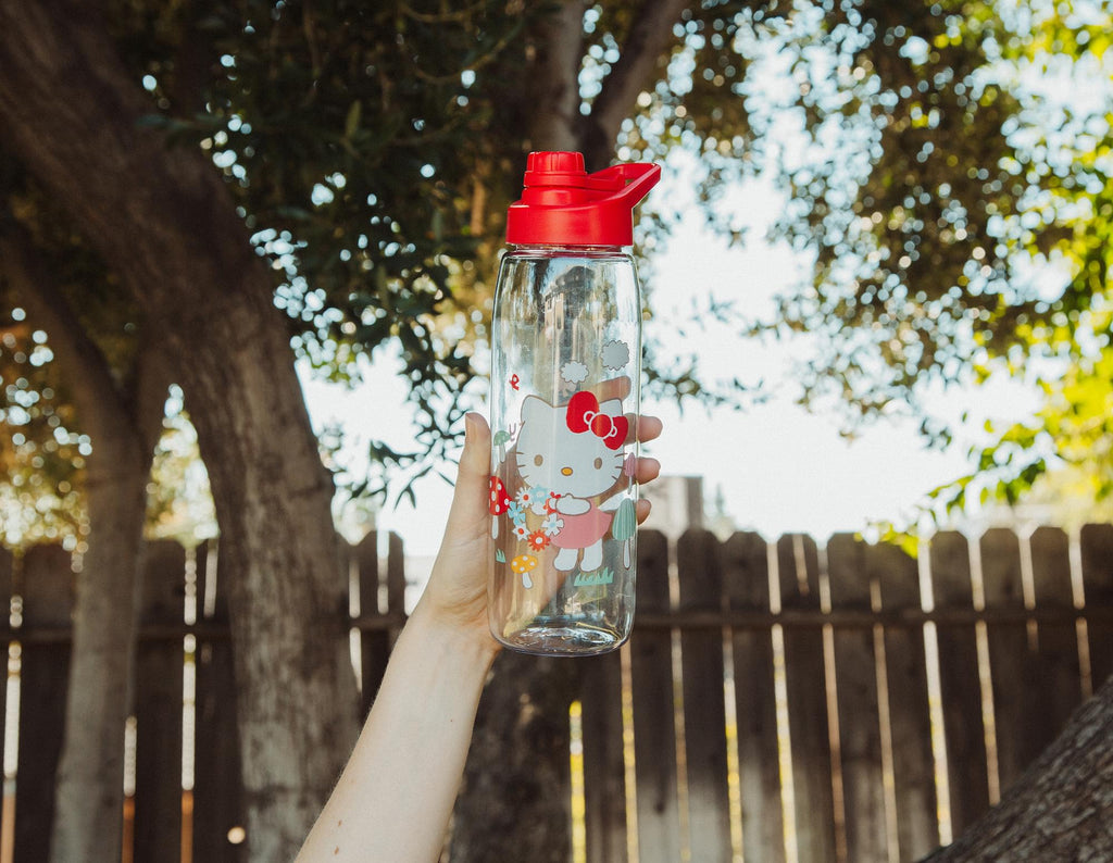Sanrio Hello Kitty Mushrooms Water Bottle With Screw-Top Lid | Holds 28 Ounces