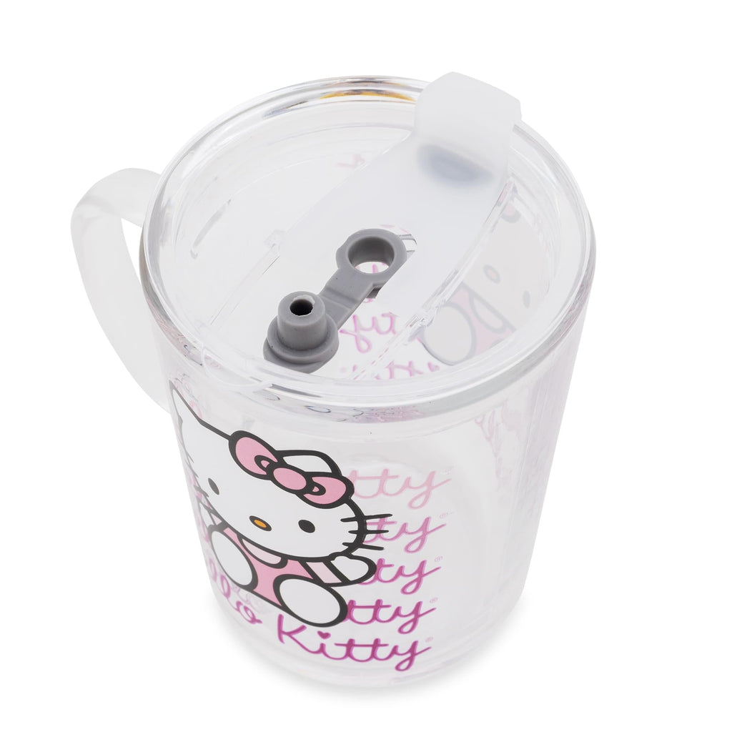 Sanrio Hello Kitty Pink Outfit Glass Mug With Lid | Holds 14 Ounces