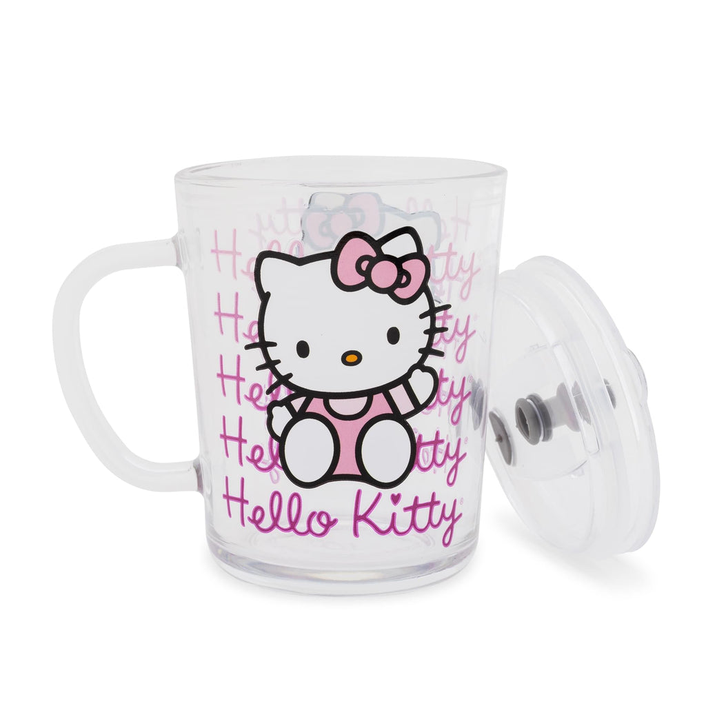Sanrio Hello Kitty Pink Outfit Glass Mug With Lid | Holds 14 Ounces
