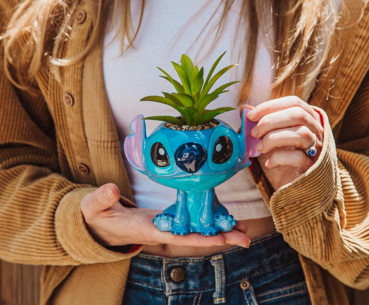 Disney Lilo & Stitch Full Body 5-Inch Ceramic Planter with Artificial Succulent