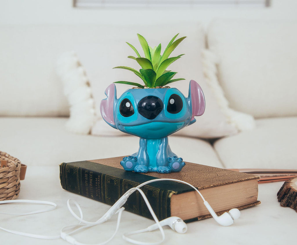 Disney Lilo & Stitch Full Body 5-Inch Ceramic Planter with Artificial Succulent