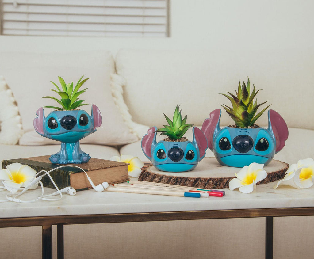 Disney Lilo & Stitch Full Body 5-Inch Ceramic Planter with Artificial Succulent
