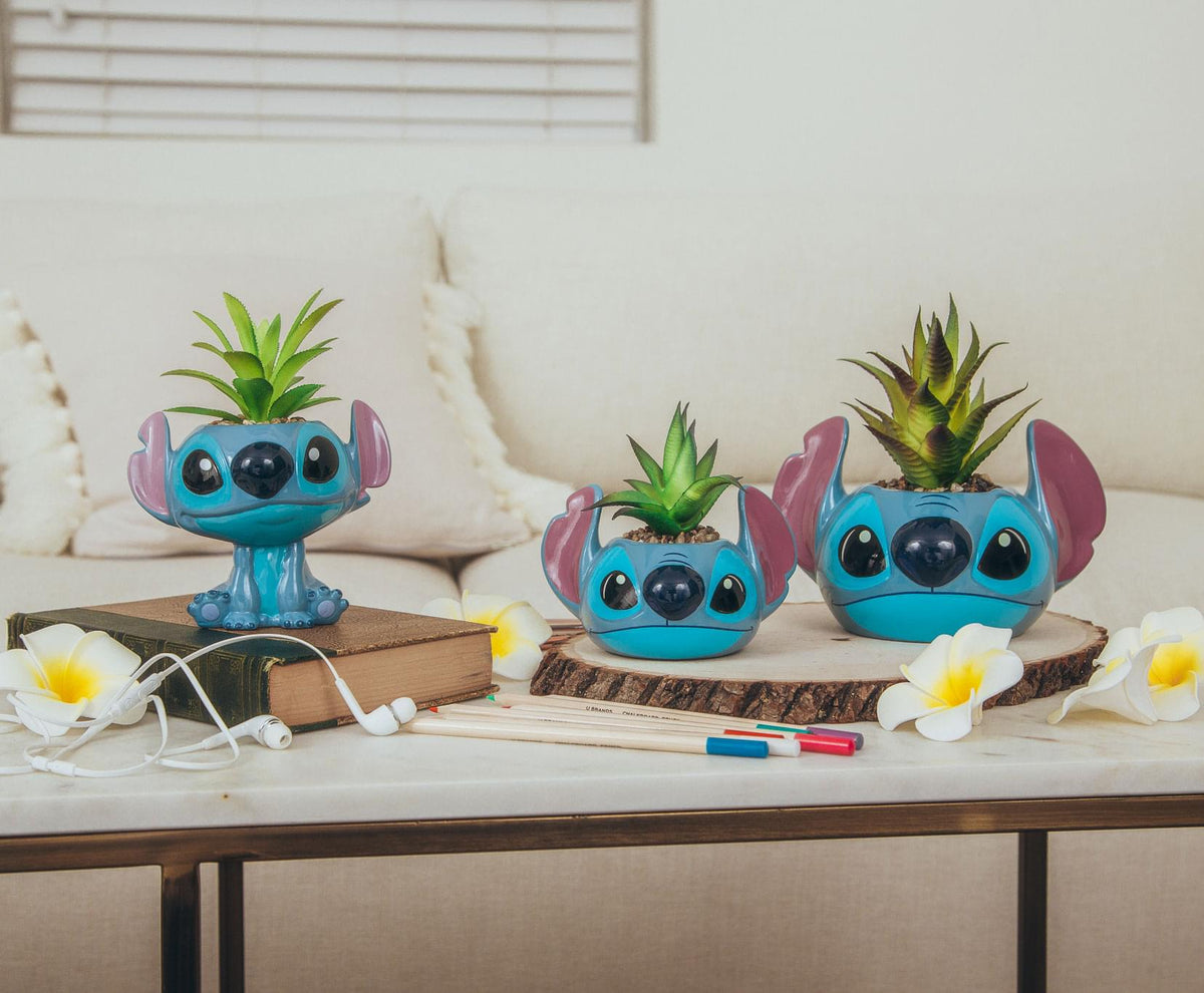 Disney Lilo & Stitch Full Body 5-Inch Ceramic Planter with Artificial Succulent