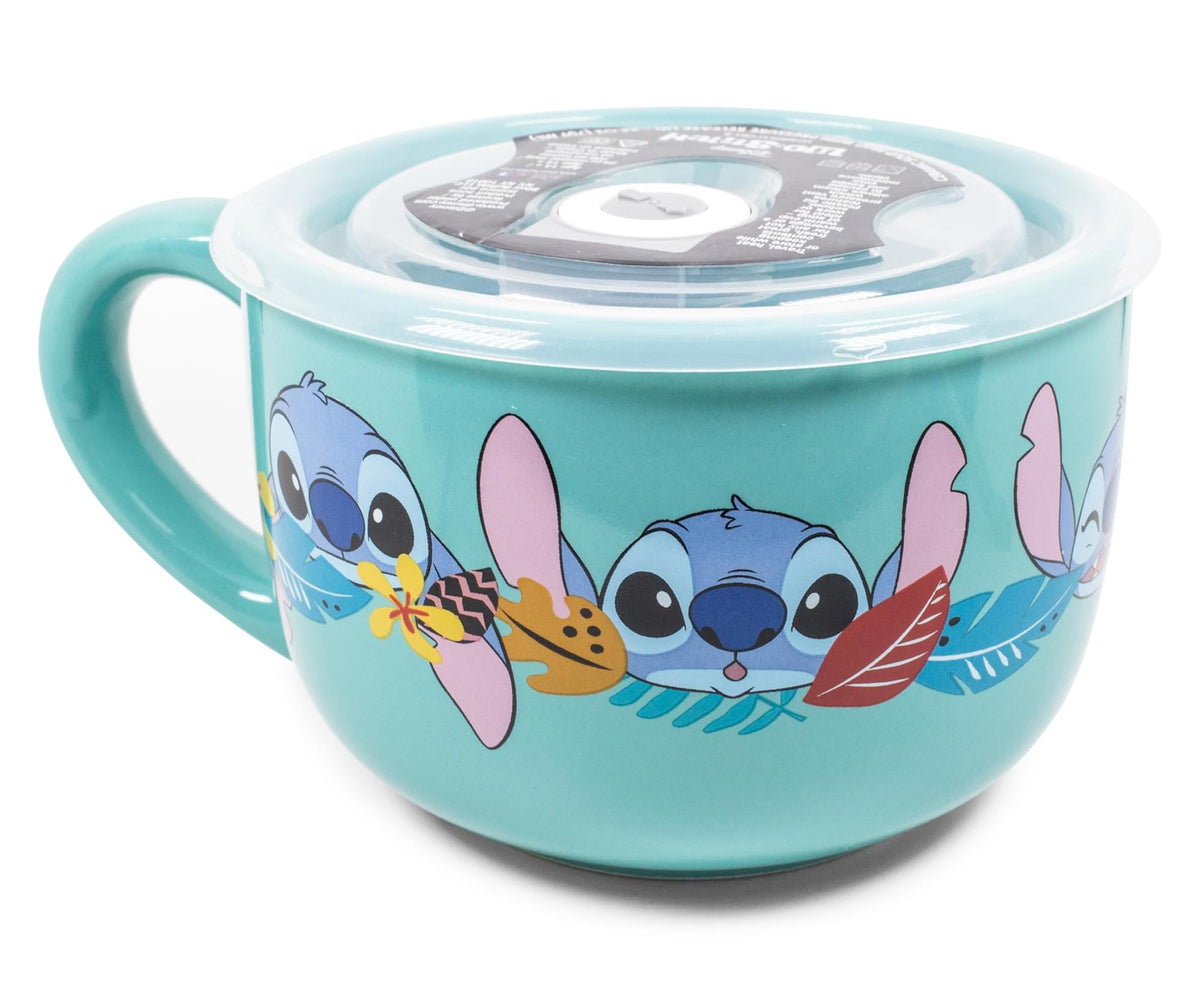 Disney Lilo & Stitch Aloha Ceramic Soup Mug With Vented Lid | Holds 24 Ounces