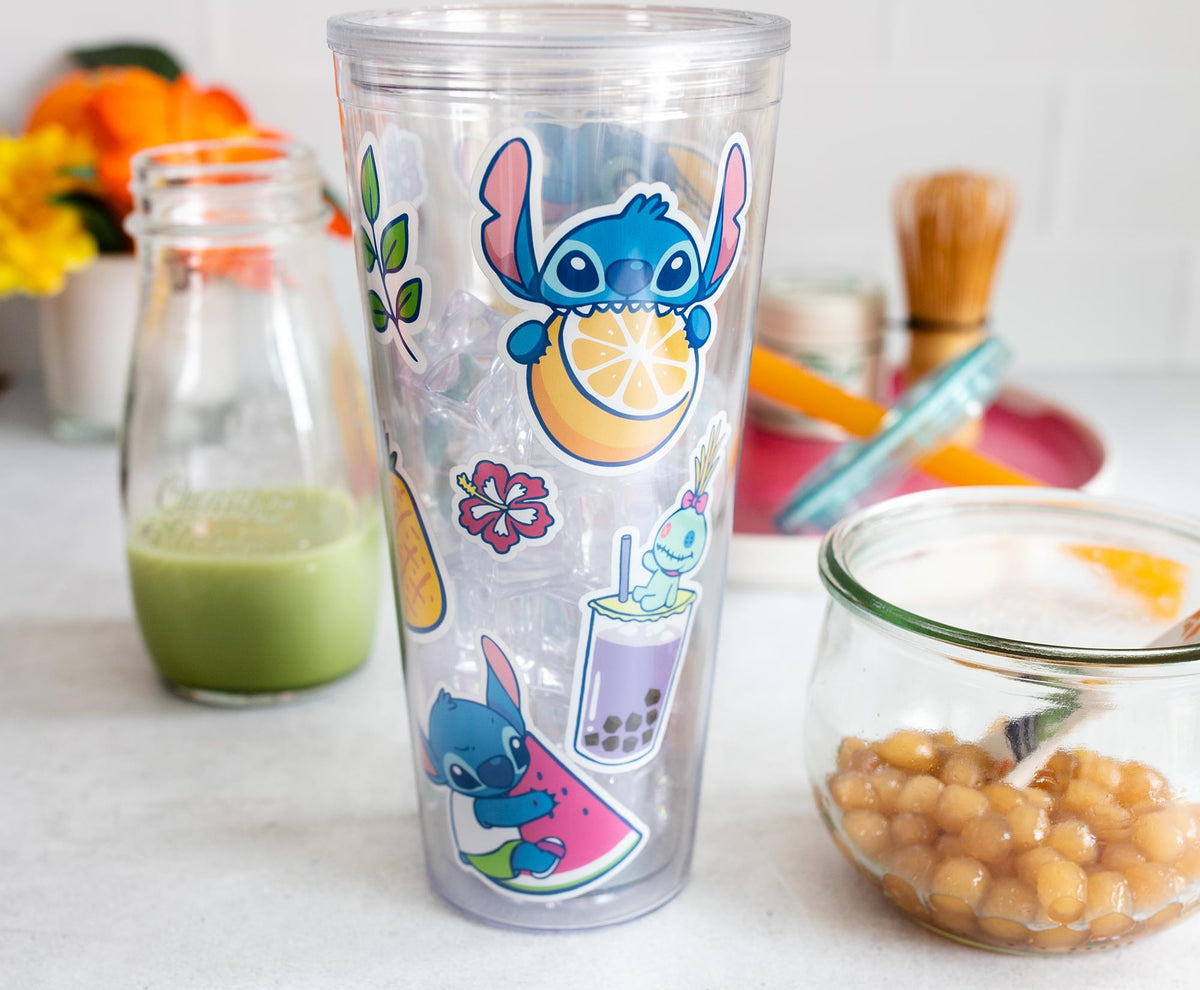 Disney Lilo & Stitch Boba Tea Carnival Cup with Lid and Straw | Holds 24 Ounces