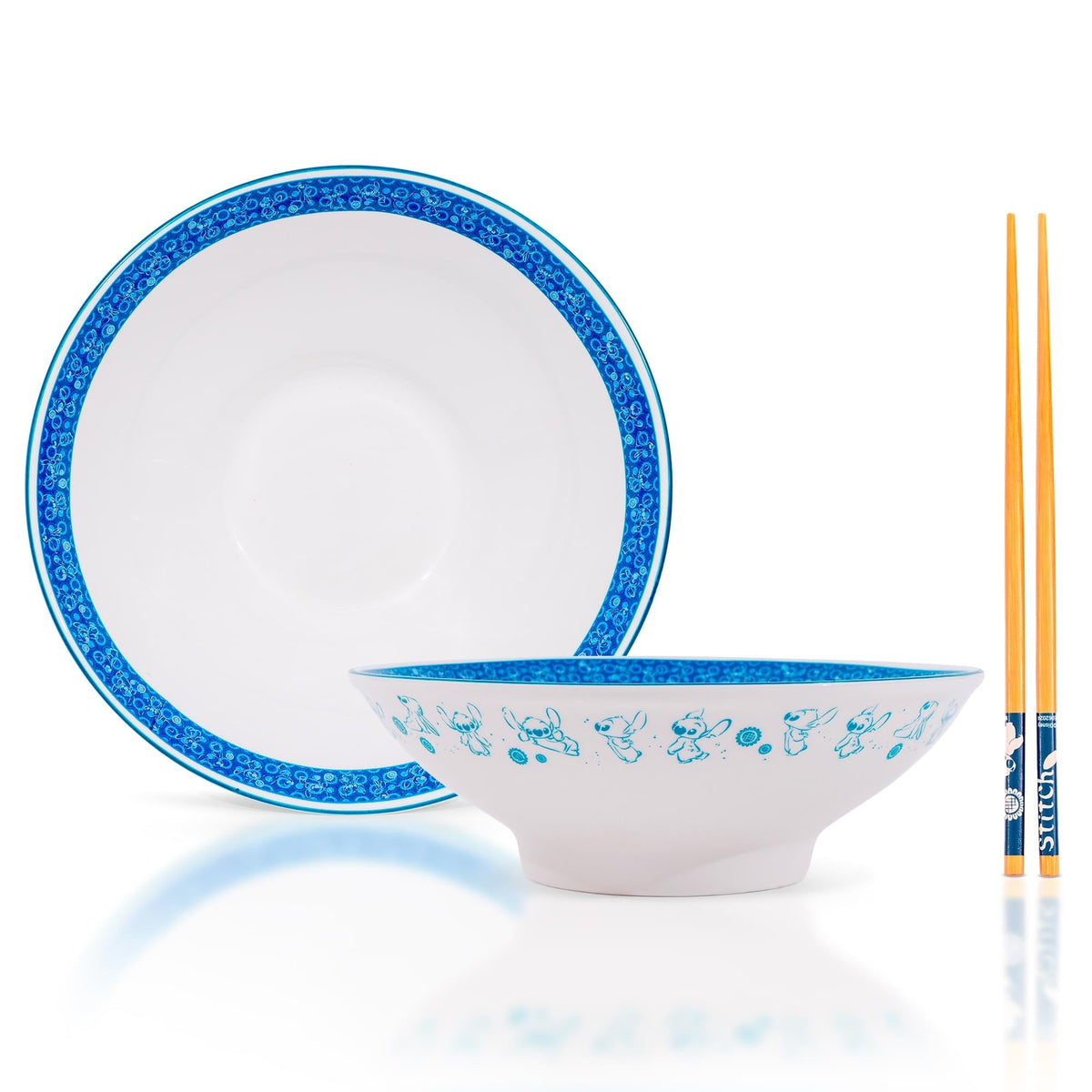 Disney Lilo & Stitch Poses 30-Ounce Ceramic Ramen Bowl and Chopstick Set