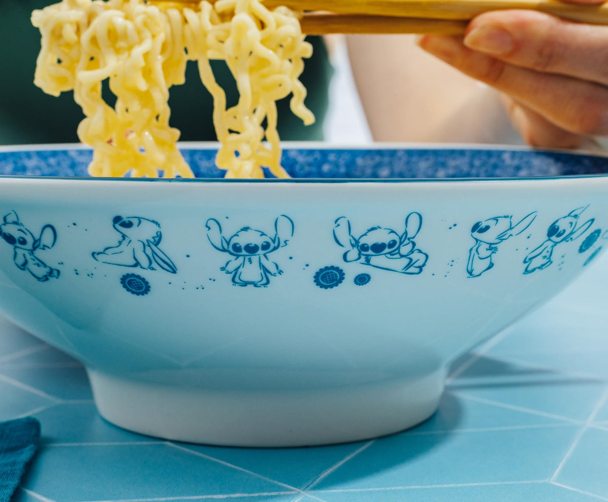 Disney Lilo & Stitch Poses 30-Ounce Ceramic Ramen Bowl and Chopstick Set